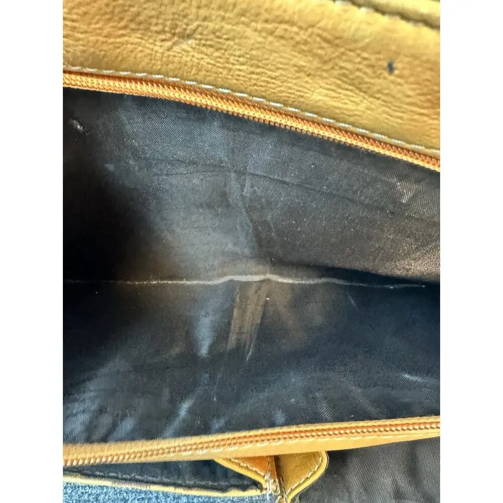 Kenneth Cole Reaction Leather Messenger Bag Tan Distressed for Repair